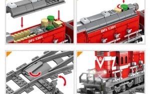 Diesel Güterzug Rot inkl. Schienenkreis (1000 Teile)