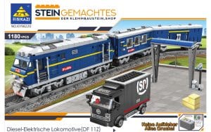 Elektrozu blau inkl. Waggons und Schienenkreis (1180 Teile)