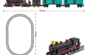 Dampflokomotive inkl. Güterwaggons und Schienenkreis (841 Teile)