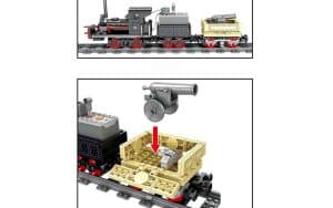 Elektrozug mit Waggon und Schienen  (370 Teile)